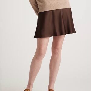 Quince Chocolate Brown Silk Mini Skirt
